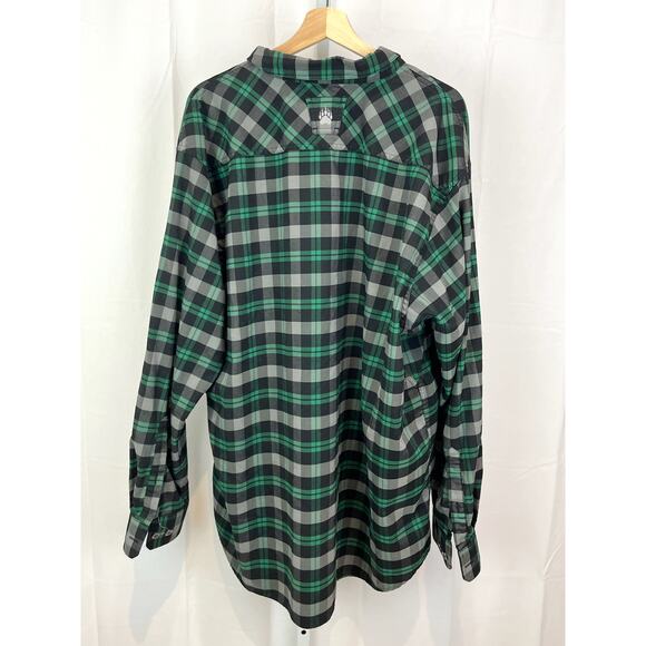 DULUTH TRADING CO AKHG Mens 2XL Long Sleeve Button Down Shirt Green Gray - Picture 2 of 10